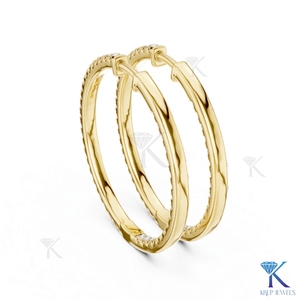 Lab Grown CVD HPHT Diamond Double Row Pave Large <b>Hoop</b> <b>Earrings</b> 14K 18K <b>Solid</b> Gold Fine Women's Wedding & Party Jewelry - Product Image 3