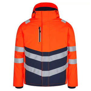 High Visibility Waterproof Safety Jacket <b>Hi</b>-<b>Vis</b> <b>Orange</b> Winter Workwear Parka Reflective Strips Detachable Hood Polyester CE - Product Image 1