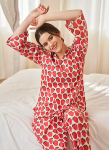 Conjunto de Pijama de Algodón Suave con Estampado Floral para Mujer, Ropa de Dormir Transpirable y Cómoda, Ropa Casual para Dormir, Ropa de Casa para Mujer - Product Image 5