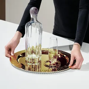 Luxury <b>Gold</b> Metal <b>Serving</b> <b>Tray</b> for Fine Dining Hospitality Hotels and RestaurantsElegant <b>Gold</b> Polished Stainless Steel Antique - Product Image 2