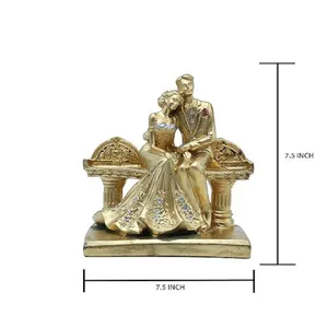Estatua Romántica de Pareja eGolden, Decoración de Boda, Figura Elegante en Banco, Regalo - Product Image 2