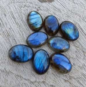 Cabochon en labradorite naturelle, ovale, pierre précieuse calibrée, dos plat, pierre non montée pour la création de bijoux - Product Image 6
