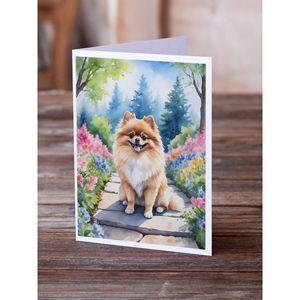 Lunatique A7 Taille 5x7 Pomeranian Spring Path Cartes de notes vierges Lot de 8 avec enveloppes pour salutations - Product Image 2