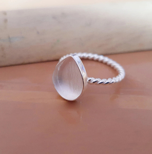 New Water Drop Shape 925 Sterling Silver <b>Ring</b> Twisted Band Bezel Setting Minimalist <b>Plain</b> Band Unisex Everyday Wear Fine Jewelry - Product Image 2