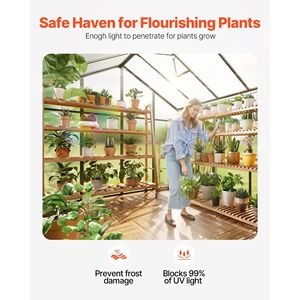 Serre de jardin en polycarbonate de style Alumi Pavilion 8 x 12 pieds avec 2 fenêtres de ventilation et porte à charnières, serre extérieure - Product Image 3