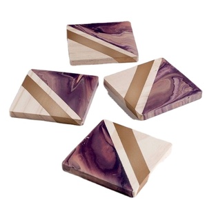 Dessous de verre en bois et en résine Design moderne pour café et tasse à thé avec des sous-verres en bois poli brillant et en résine disponibles - Product Image 1