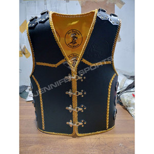Men’s Classic Black <b>Leather</b> Biker Riding Vest Premium Motorcycle <b>Sleeveless</b> <b>Jacket</b> With Concealed Closure High Durability - Product Image 2