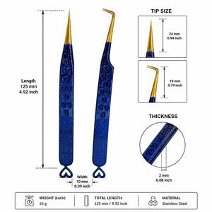 Pinzas Quirúrgicas Morje con Brillo Azul, Puntas Doradas, Puntas Dentadas/Lisas/Con Dientes, Diseño en Forma de Corazón, Acero Inoxidable de Precisión - Product Image 5
