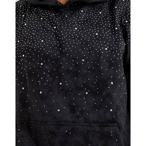 Sweat-shirts à strass, fabrication OEM, sweat-shirt en molleton de coton avec design en pierres brillantes, personnalisation de la marque disponible - Product Image 3