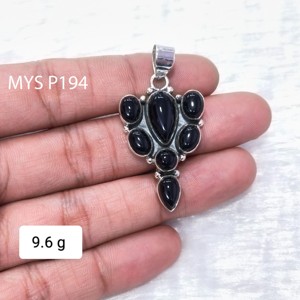 จี้เงินแท้ 925 ขนาดเล็ก ขายส่งเครื่องประดับเงิน จี้เงินประดับพลอยออนิกซ์สีดำ ขายส่งจี้เงินคุณภาพสูงจำนวนมาก - Product Image 2