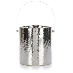Seau à glace martelé argenté grande taille pour fêtes et bars, refroidisseur de vin et de bière avec poignées – Offre spéciale - Product Image 5