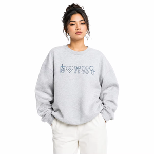 เสื้อฮู้ดดี้สตรีทแวร์คอกลมทรงโอเวอร์ไซส์ ตกแต่งด้วยเทคนิค Acid Wash ผ้าฟลีซเนื้อหนา ตกแต่งด้วย Hotfix  ทรงไหล่ตก - Product Image 4