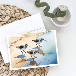 Whimsical A7 Size <b>5x7</b> Blank Note Cards Sandpipers Greeting Cards Pack of 8 with <b>Envelopes</b> Blank Cards for Personalized Notes - Product Image 2