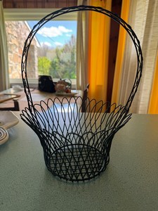 Green <b>Wire</b> Egg <b>Basket</b>: Farmhouse Rustic Decor, Vintage <b>Storage</b> - Product Image 4