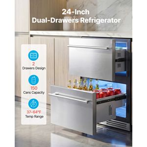 Réfrigérateur à boissons sous comptoir de 24 pouces, grande capacité, avec tiroirs en acier inoxydable 304 pour camping-car et installation compacte - Product Image 2