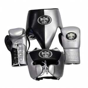 Customize <b>Sky</b> Color <b>Top</b> Quality No Boxing No Life Sparring Set Pro Leather Training Gloves Adjustable Strap Headgear Groin Guard - Product Image 2