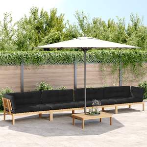 Ensemble de canapés en bois naturel noir pour la décoration du jardin - Product Image 1