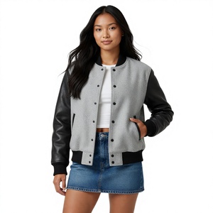 <b>Purple</b> <b>Varsity</b> <b>Jacket</b> Women Men – Cream Leather Sleeves Ribbed Collar | Retro College Letterman Bomber <b>Jacket</b> Snap Button - Product Image 5
