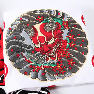 Camiseta Oni Painted Sukajan, Fabricación OEM, Alta Calidad, Personalizada, Talla Grande, Algodón, Manga Corta, Cuello Transpirable, Secado Rápido, Ecológica - Product Image 3