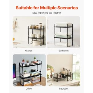 Organizador de Gabinete de Cocina Ajustable de 2 Niveles, Estante de Almacenamiento Extensible para Encimera, Organizadores Apilables y Elegantes para Encimera - Product Image 6