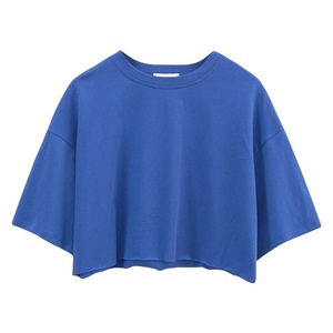 T-shirt décontracté à manches courtes et col rond pour femme, noir, coupe classique, 100 % coton molletonné, anti-plis, respirant, écologique - Product Image 6