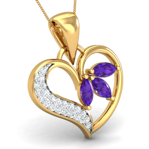 Collar Clásico con Colgante de Amatista Chapado en Oro de 18K con Detalles de Diamantes, Joyería Unisex para Uso Diario - Product Image 3