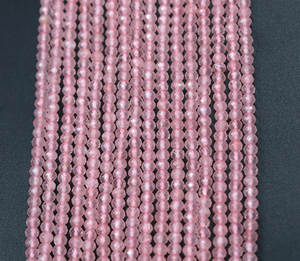Cuentas Rondelle facetadas de cuarzo rosa Cuentas de cuarzo rosa de 3,5mm Cuentas de cuarzo rosa - Product Image 5