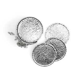 Set Of Hammered <b>Silver</b> Finished Coasters With Flower Accents Suitable For Family Dining Entertaining And Gifting Purposes - Product Image 6