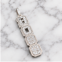 Pendentif personnalisé avec initiale de rappeur, diamant moissanite vertical, grand charme, argent 925 plaqué or rose, lettre de nom personnalisée, hip hop, fête