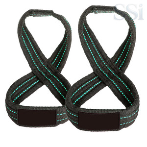 Sangles de levage en toile durables en forme de 8 pour soulevés de terre lourds, avec support de poignet rembourré pour la force athlétique et l'équipement de musculation - Product Image 2