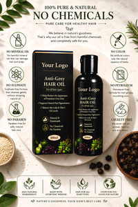 Aceite Anticanas |   Aceite Capilar Herbal Ayurvédico para el Cuidado del Cabello Gris, Nutrición del Cuero Cabelludo y Pigmentación Natural del Cabello |   Venta al por mayor - Product Image 3