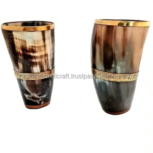 Tasses en verre artisanales de haute qualité, personnalisées, avec design de corne de Viking naturelle, pour le café et les fêtes de bière - Exportateur en gros - Product Image 2
