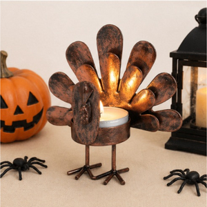 Wholesale Metal Turkey Tealight Candle Holder for Thanksgiving Table Centerpiece Bronze Finish Iron Decor Party Supplies - Product Image 6