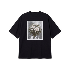 เสื้อยืดโอเวอร์ไซส์ลายดอกไม้สไตล์วินเทจสำหรับผู้ชาย ผ้าคอตตอนหนา 100% สตรีทแวร์ ทรงบ็อกซี่ ไหล่ตก เสื้อยืดฤดูร้อน - Product Image 2