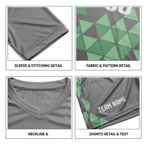 Maillot de football personnalisé à col en V, manches courtes, imprimé géométrique, polyester respirant, uniforme d'équipe, adulte unisexe, toutes saisons - Product Image 6
