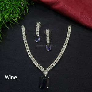 Classic American Diamond <b>Bridal</b> <b>Jewelry</b> <b>Set</b> Two-Piece Necklace and Earrings for Wedding Fashionable Classic Style - Product Image 1