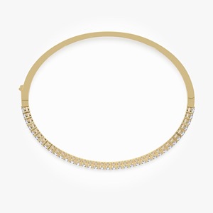 Bracelet jonc en or 14K/18K avec diamants naturels sertis à griffes et perles d'eau douce, certifié IGI, 1,256 carats au total, élégance décontractée minimaliste, facile à porter - Product Image 2