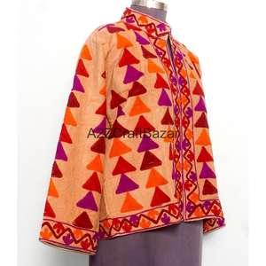 Veste Cotrise vintage brodée et embossée faite à la main, écologique, respirante, séchage rapide, doublure en coton, col mandarin - Product Image 4