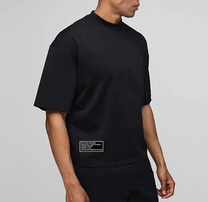 เสื้อยืดวิ่งผู้ชายทรงหลวมไหล่ตก ผ้าคอตตอนผสมสแปนเด็กซ์ เนื้อหนา แขนครึ่งตัว สวมใส่สบาย ระบายอากาศได้ดี แห้งเร็ว เหมาะสำหรับออกกำลังกายและเล่นกีฬา - Product Image 3