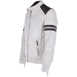 Men's Red PU Leather Jacket Slim Fit Moto Biker Style Turn-down Collar Zipper Closure Autumn Wear - Product Image 2