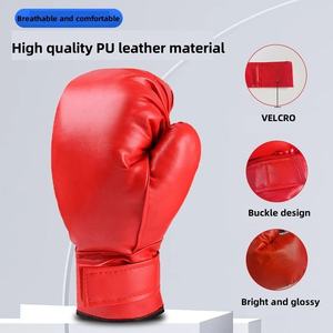 Guantes de Boxeo de Piel Sintética PU Impermeables con Logotipo Personalizado, con Cierre de Velcro y Cordones, para Entrenamiento de Sparring de Muay Thai para Adultos, 10oz 16oz - Product Image 5