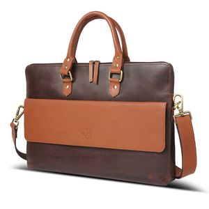 Sac pour ordinateur portable en cuir véritable noir grande capacité, sacoche bandoulière, sac de voyage d'affaires portable - Product Image 1
