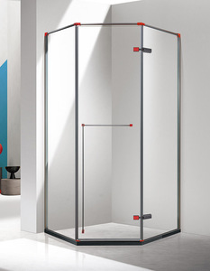 Coin diamant forme verre trempé résistant à l'eau cabine de douche type de porte flexible conception personnalisée pour appartement salle de bain - Product Image 4