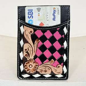 ซองใส่บัตรหนังแท้ทำมือลายตารางหมากรุกคุณภาพสูง ทนทาน สำหรับใช้ในชีวิตประจำวัน ผลิตตามสั่งจากโรงงาน - Product Image 4