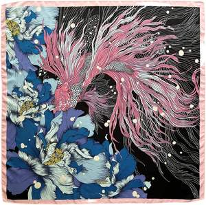 Écharpe bandana en soie de haute qualité, foulard pour cheveux, foulard pour le cou, toucher satiné doux, imprimé, écharpe de créateur pour femmes, idée cadeau de luxe - Product Image 1