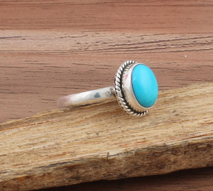925 Sterling <b>Silver</b> Bezel Setting <b>Ring</b> Turquoise Oval Cut Handmade Classic Boho Dainty <b>Solitaire</b> <b>Ring</b> Certified Wedding Party - Product Image 4