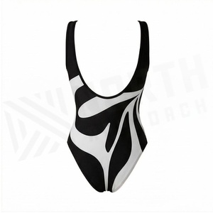 North Approach Women's One-Piece Swimsuit Geometric Print Scoop Neck Stretch Spandex Polyester Swimwear - Product Image 2