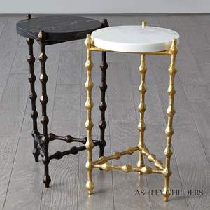 Mesa de Cóctel Imperial de Aluminio de Alta Calidad, Mueble Premium con Detalles Metálicos, Mesa Auxiliar para el Hogar, Hotel, Vino y Bebidas, Latón - Product Image 2