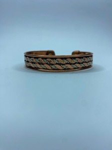 Handmade Gold Plated Brass <b>Copper</b> Solid Vintage Cuff <b>Bracelet</b> Unisex Adjustable Engraved Design Imitation Pearl Magnet Stone - Product Image 6