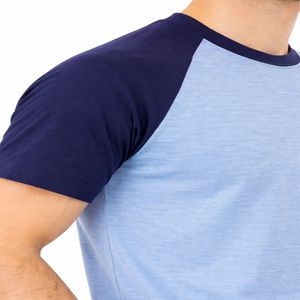 Camiseta de Verano para Hombre, Premium, Manga Raglán, Cuello Redondo, Estampado Personalizado Vintage, Dos Tonos, Mezcla de Algodón, Talla Grande, Manga Corta - Product Image 4